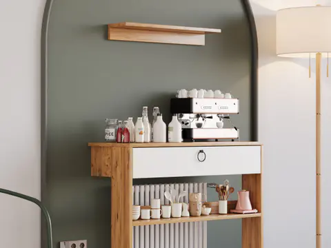 Çift Raflı MDF Kahve Köşesi 2
